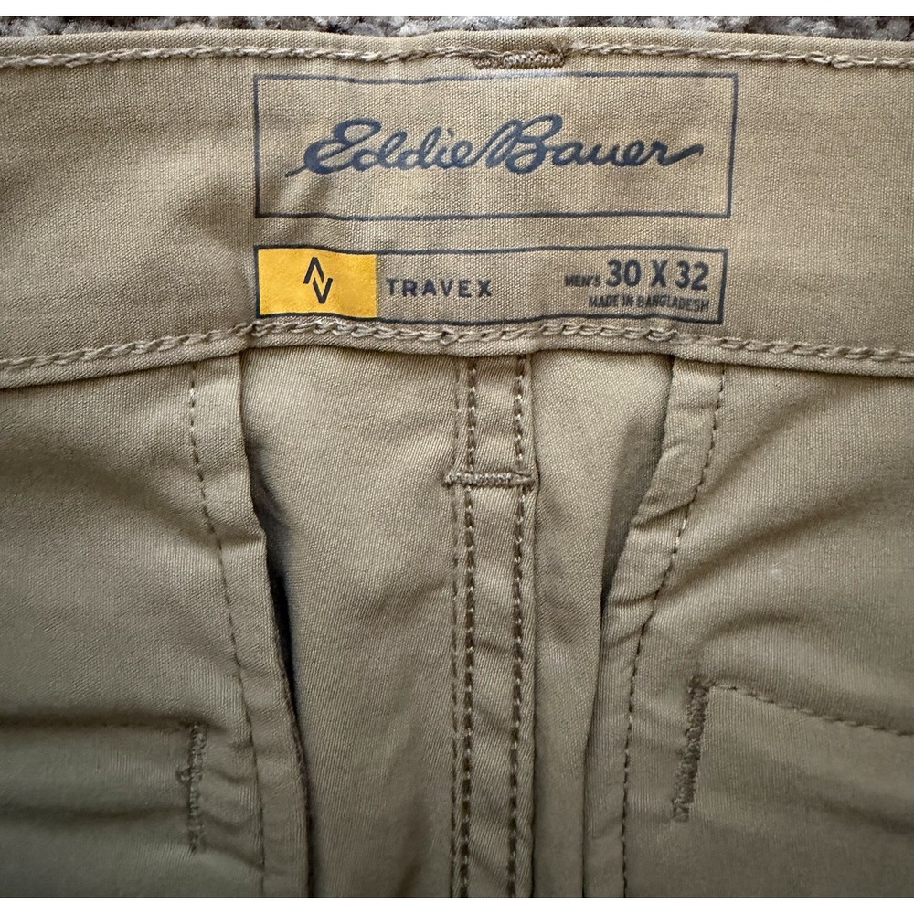 Eddie Bauer Travex Khaki Pants Mens 30x32 Straight Leg Hiking Travel Tan - Picture 4 of 7